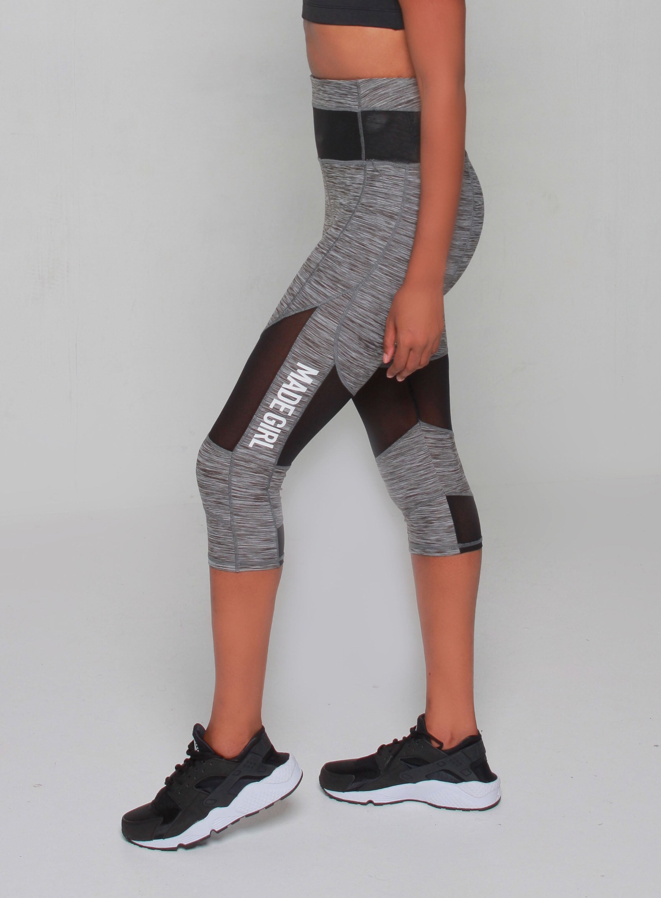 **CLASSIC COLLECTION*** MADE GIRL SIGNATURE TRAINING CAPRI LEGGINGS - GREY