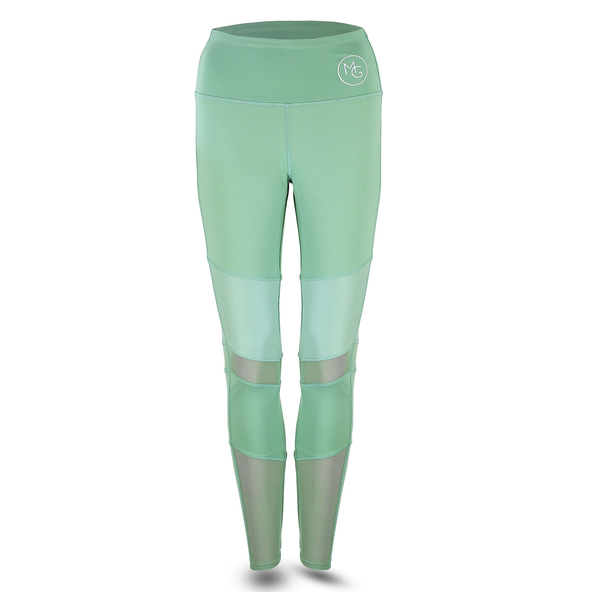 ***ELITE COLLECTION*** On-Trend Sage Leggings with "Leather-Look" and Mesh Inserts